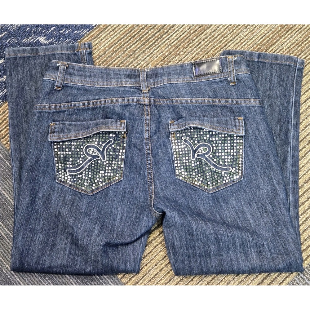 Rocawear Jean Capris Mid Rise Blue Dark Wash Women's Logo 5 Pockets Size 9